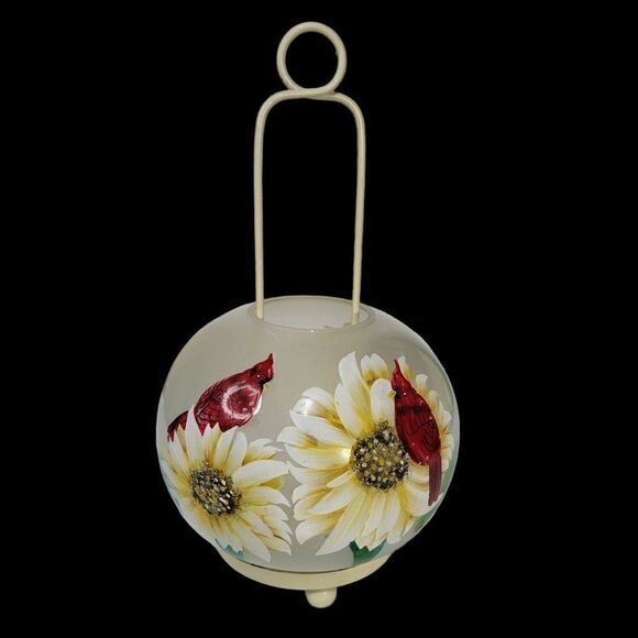 Vintage Round Glass Handpainted Candle Holder Lantern - Picture 12 of 12